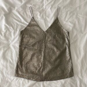 Silver Metallic Sequin Tank Top